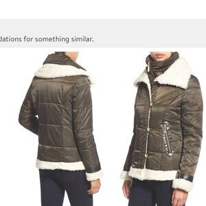 Vince Camuto Faux Shearling Trim Quilted Jacket Medium